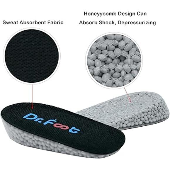 2 Pr New Dr Foot 1" Height Increase Insoles Heel Lift Cushion Inserts Shoe Lifts - Picture 1 of 5